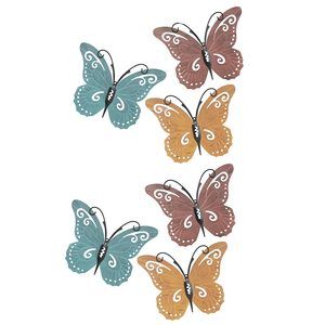 Butterfly Metal Wall Art 6-piece-set – Hand Painted Decorative 3d Butterflies🌷